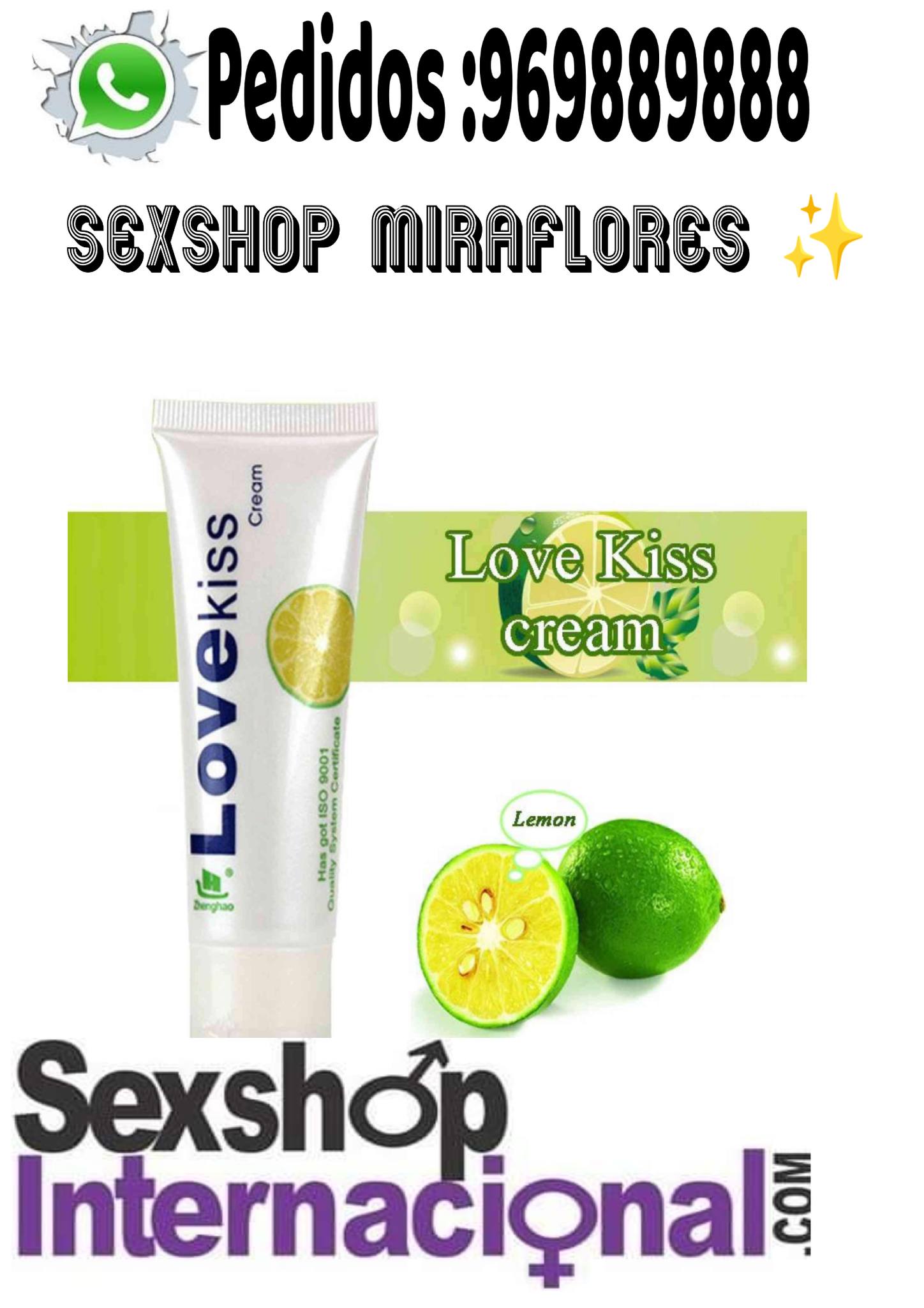 LUBRICANTE ORIGINAL - LOVE KISS-SABOR DE LIMON-SEXSHOP LIMA 971890151 